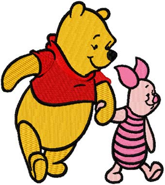 Winnie the Pooh and Piglet best friends machine embroidery design